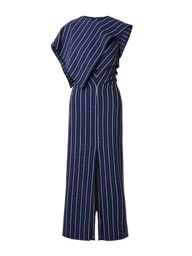 Proenza Schouler Selene Asymmetric Draped Checked Stretch-crepe Maxi Dress | Thumbnail 1 Proenza Schouler Selene Asymmetric Draped Checked Stretch-crepe Maxi Dress | Thumbnail 1