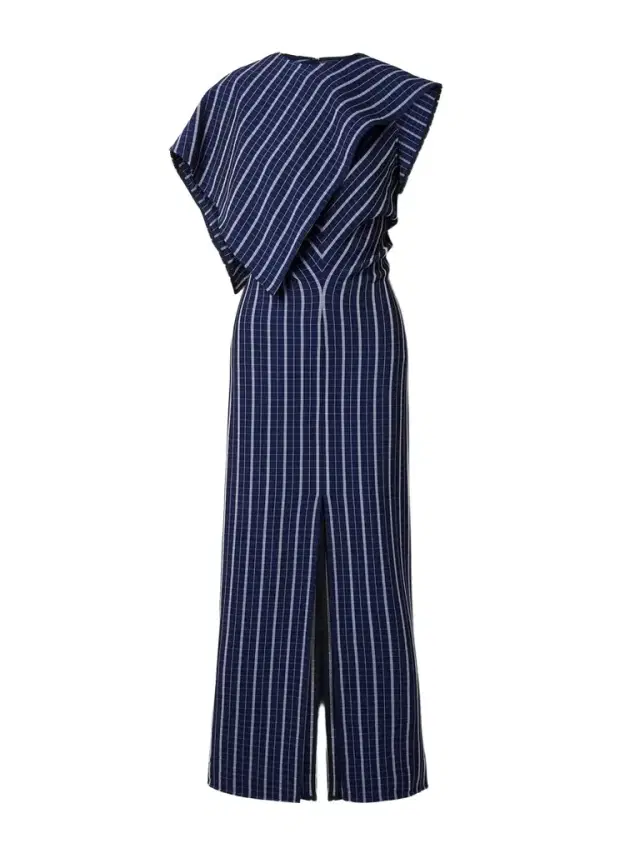 Selene Asymmetric Draped Checked Stretch-crepe Maxi Dress