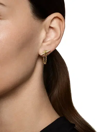 David Yurman Women's DY Mercer Petite Toggle Chain Stud Earrings in 18K Yellow Gold with Diamonds, 38.2MM - Gold | Thumbnail 2 David Yurman Women's DY Mercer Petite Toggle Chain Stud Earrings in 18K Yellow Gold with Diamonds, 38.2MM - Gold | Thumbnail 2