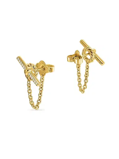 David Yurman Women's DY Mercer Petite Toggle Chain Stud Earrings in 18K Yellow Gold with Diamonds, 38.2MM - Gold | Thumbnail 3 David Yurman Women's DY Mercer Petite Toggle Chain Stud Earrings in 18K Yellow Gold with Diamonds, 38.2MM - Gold | Thumbnail 3