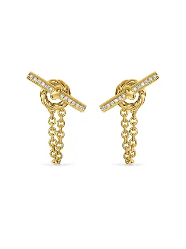David Yurman Women's DY Mercer Petite Toggle Chain Stud Earrings in 18K Yellow Gold with Diamonds, 38.2MM - Gold | Thumbnail 1 David Yurman Women's DY Mercer Petite Toggle Chain Stud Earrings in 18K Yellow Gold with Diamonds, 38.2MM - Gold | Thumbnail 1
