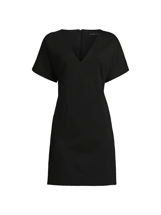 Women's Compact Knit Short Sleeve Sheath Dress - Black