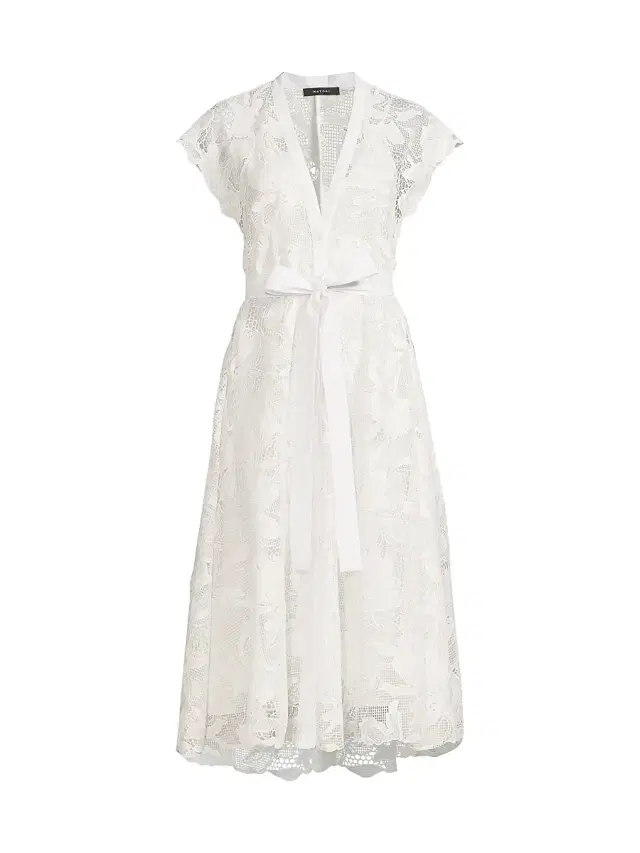 Women's Nishi Lace Tie-Waist Midi-Dress - White