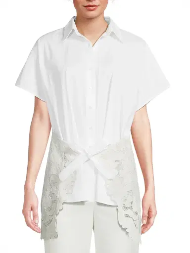 Natori Women's Kumo Appliqué Lace Wrap Shirt - White - Size XL | Thumbnail 3 Natori Women's Kumo Appliqué Lace Wrap Shirt - White - Size XL | Thumbnail 3