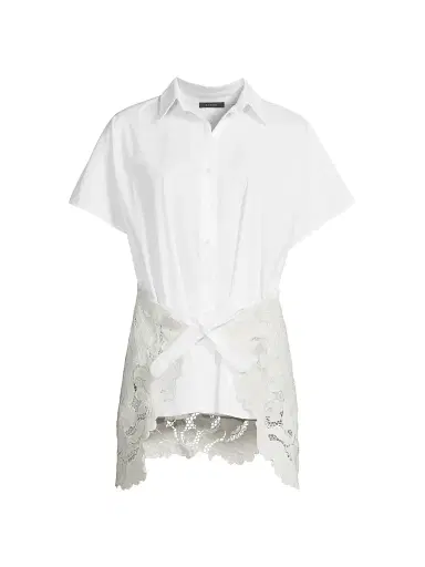 Natori Women's Kumo Appliqué Lace Wrap Shirt - White - Size XL | Thumbnail 1 Natori Women's Kumo Appliqué Lace Wrap Shirt - White - Size XL | Thumbnail 1