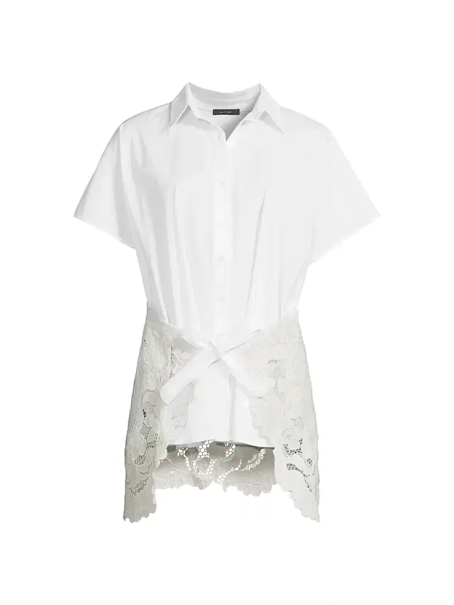 Natori Women's Kumo Appliqué Lace Wrap Shirt - White
