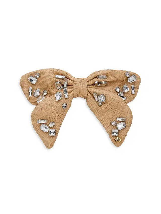 Women's Libby Candy Crystal Raffia Bow Barrette - Natural