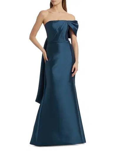 Amsale Women's Pleated Taffeta Strapless Gown | Thumbnail 2 Amsale Women's Pleated Taffeta Strapless Gown | Thumbnail 2