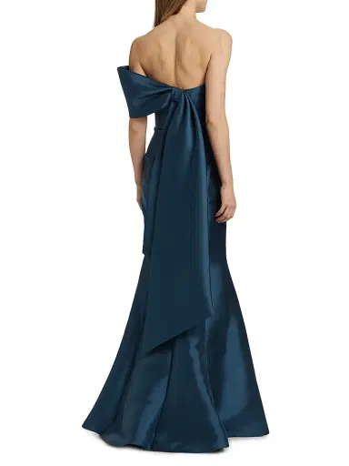 Amsale Women's Pleated Taffeta Strapless Gown | Thumbnail 5 Amsale Women's Pleated Taffeta Strapless Gown | Thumbnail 5