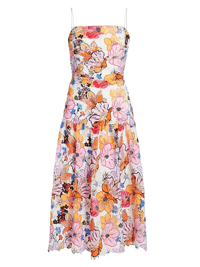 Ungaro Women's Tierra Floral-Printed Lace Midi-Dress -  Multi