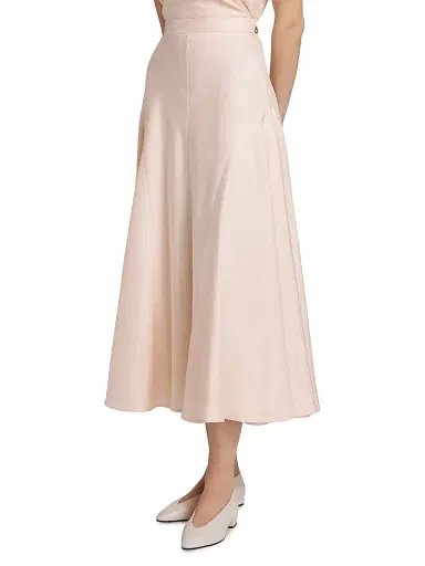 Loro Piana Women's Giustina Silk Cloth Midi-Skirt - Soft Pinkish | Thumbnail 4 Loro Piana Women's Giustina Silk Cloth Midi-Skirt - Soft Pinkish | Thumbnail 4
