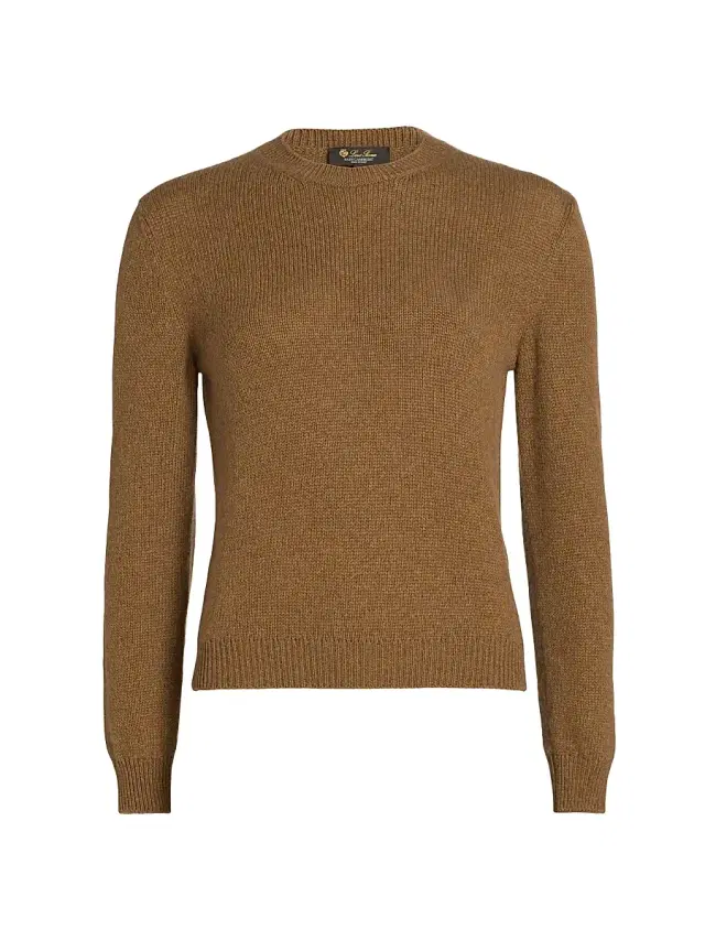 Women's Fobello Cashmere Crewneck Sweater - Camel Oasis Melange