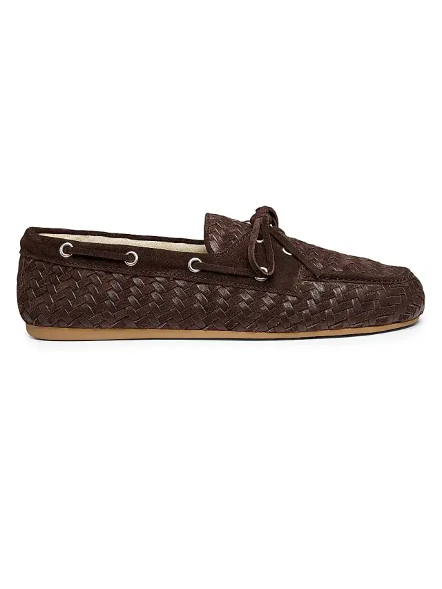 Women's Aviator Woven Leather Loafers - Brown