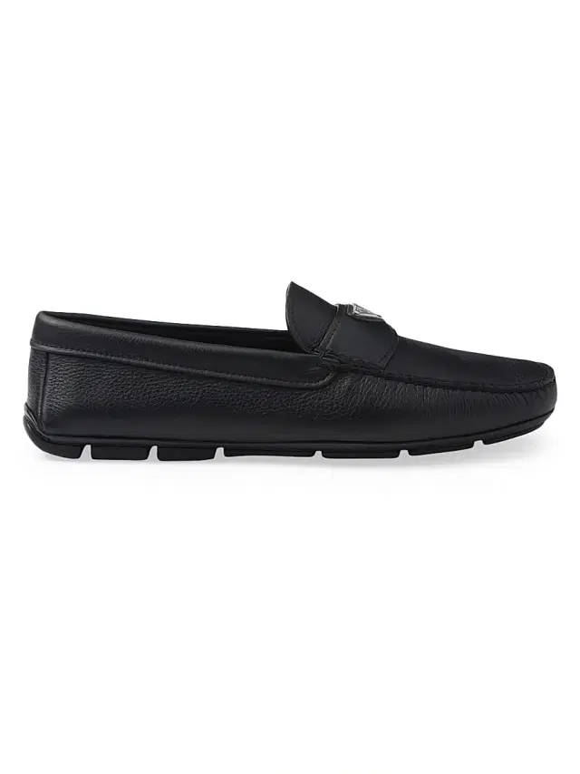 Prada Men's Leather Driving Shoes - Black