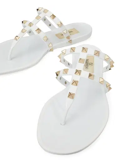 Valentino Garavani Women's Rockstud Flat Rubber Sandals - White | Thumbnail 5 Valentino Garavani Women's Rockstud Flat Rubber Sandals - White | Thumbnail 5