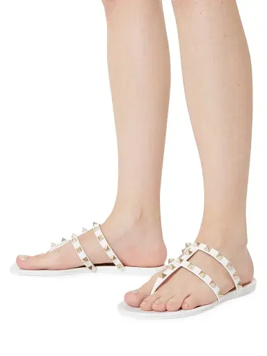 Valentino Garavani Women's Rockstud Flat Rubber Sandals - White | Thumbnail 6 Valentino Garavani Women's Rockstud Flat Rubber Sandals - White | Thumbnail 6