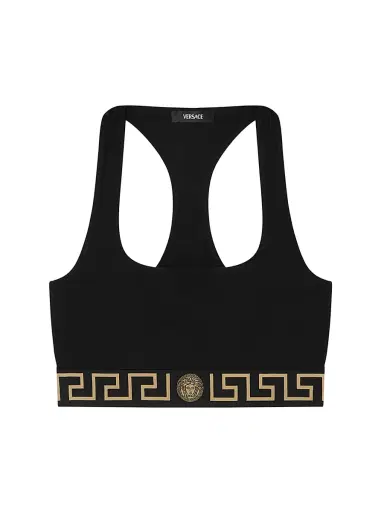 Versace Women's Greek Key Sports Bra - Black - Size XL | Thumbnail 1 Versace Women's Greek Key Sports Bra - Black - Size XL | Thumbnail 1