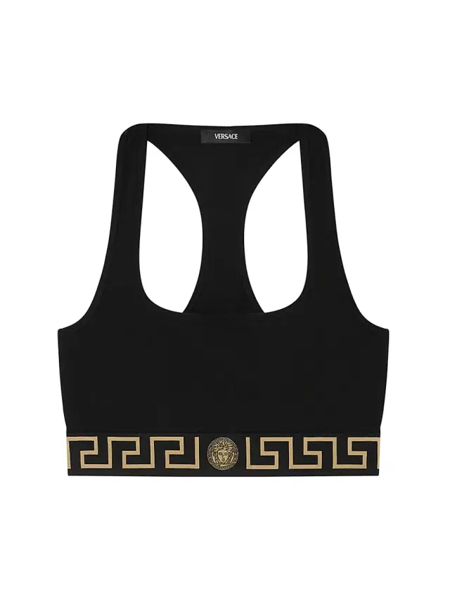 Versace Women's Greek Key Sports Bra - Black