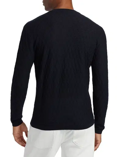 Emporio Armani Men's Textured Wool Jacquard Crewneck Sweater - Navy - Size XXL | Thumbnail 5 Emporio Armani Men's Textured Wool Jacquard Crewneck Sweater - Navy - Size XXL | Thumbnail 5
