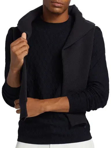 Emporio Armani Men's Textured Wool Jacquard Crewneck Sweater - Navy - Size XXL | Thumbnail 6 Emporio Armani Men's Textured Wool Jacquard Crewneck Sweater - Navy - Size XXL | Thumbnail 6