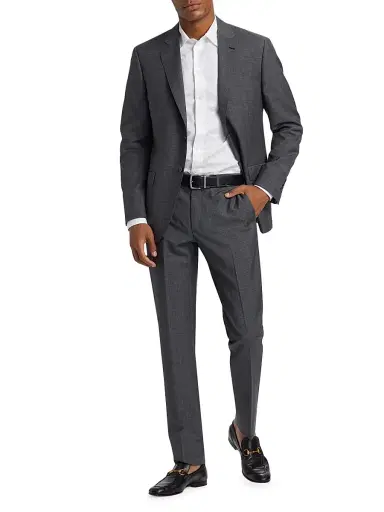 Emporio Armani Men's Virgin Wool Plaid Suit - Grey | Thumbnail 2