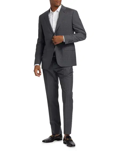 Emporio Armani Men's Virgin Wool Plaid Suit - Grey | Thumbnail 3
