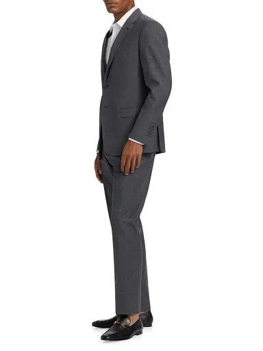 Emporio Armani Men's Virgin Wool Plaid Suit - Grey | Thumbnail 4