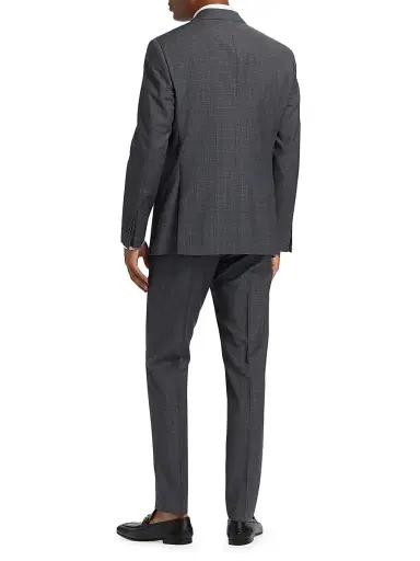 Emporio Armani Men's Virgin Wool Plaid Suit - Grey | Thumbnail 5
