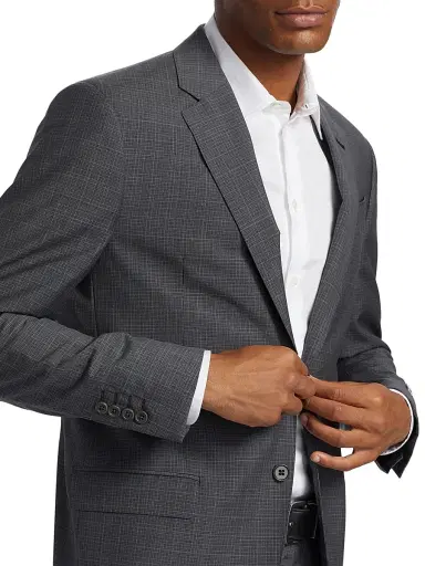 Emporio Armani Men's Virgin Wool Plaid Suit - Grey | Thumbnail 6