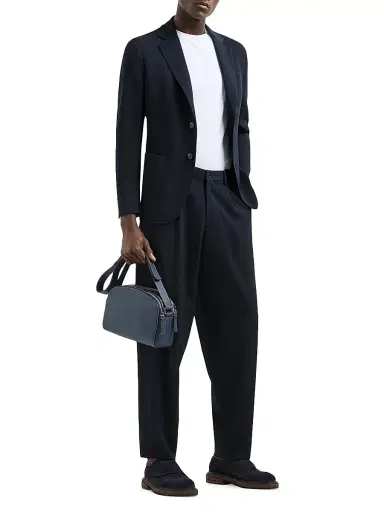 Giorgio Armani Men's Virgin Wool Single-Breasted Blazer - Navy | Thumbnail 2 Giorgio Armani Men's Virgin Wool Single-Breasted Blazer - Navy | Thumbnail 2