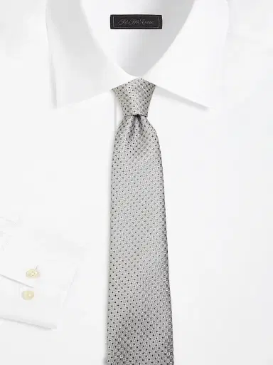 Emporio Armani Men's Geometric Silk & Cotton Tie - Light Grey | Thumbnail 2