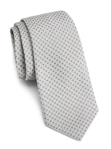 Emporio Armani Men's Geometric Silk & Cotton Tie - Light Grey | Thumbnail 1