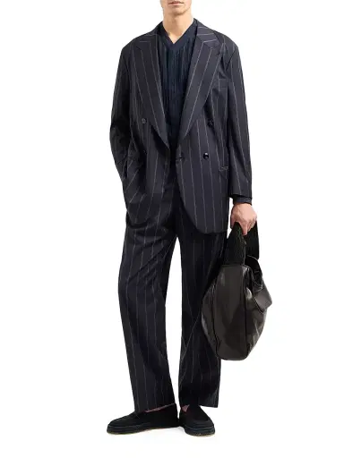 Giorgio Armani Men's Fashion Pinstripe Virgin Wool Suit - Navy - Size 44 | Thumbnail 8 Giorgio Armani Men's Fashion Pinstripe Virgin Wool Suit - Navy - Size 44 | Thumbnail 8