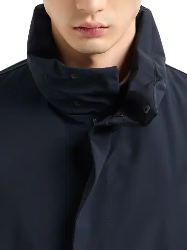 Giorgio Armani Men's Caban Nylon-Blend Coat - Dark Navy - Size XXL | Thumbnail 4