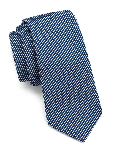 Giorgio Armani Men's Striped Silk Tie - Night Blue | Thumbnail 1 Giorgio Armani Men's Striped Silk Tie - Night Blue | Thumbnail 1