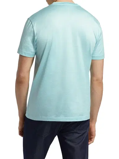 Giorgio Armani Men's Lux Jersey Silk-Cotton T-Shirt - Aqua | Thumbnail 5 Giorgio Armani Men's Lux Jersey Silk-Cotton T-Shirt - Aqua | Thumbnail 5