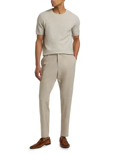 Emporio Armani Men's Stretch Gabardine Pants - Ivory Tan - Size 32 | Thumbnail 2 Emporio Armani Men's Stretch Gabardine Pants - Ivory Tan - Size 32 | Thumbnail 2