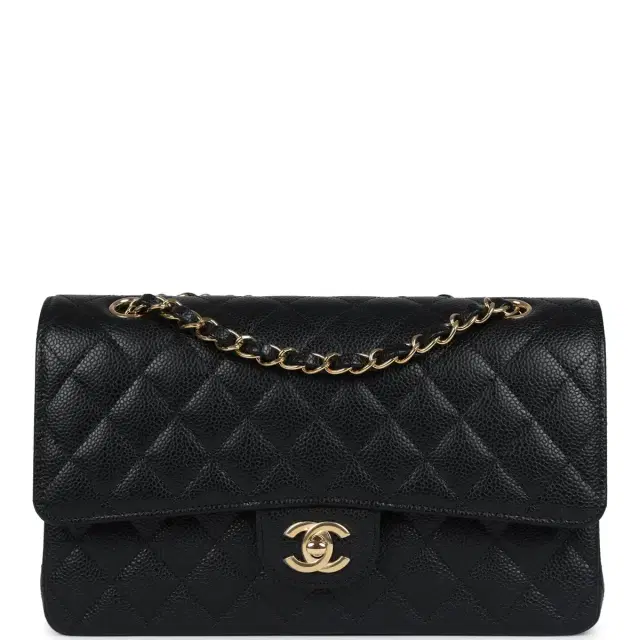 Chanel Medium Classic Double Flap Bag Black Caviar Gold Hardware