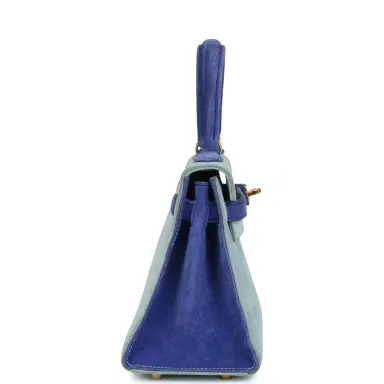 HERMÈS Vintage Hermes Kelly Sellier 20 Bleu Electric and Aqua Doblis Gold Hardware | Thumbnail 3