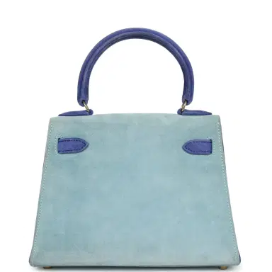 HERMÈS Vintage Hermes Kelly Sellier 20 Bleu Electric and Aqua Doblis Gold Hardware | Thumbnail 4