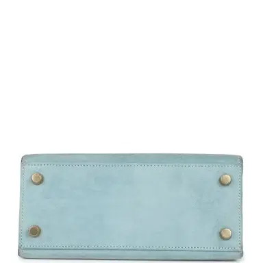 HERMÈS Vintage Hermes Kelly Sellier 20 Bleu Electric and Aqua Doblis Gold Hardware | Thumbnail 6