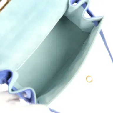 HERMÈS Vintage Hermes Kelly Sellier 20 Bleu Electric and Aqua Doblis Gold Hardware | Thumbnail 8