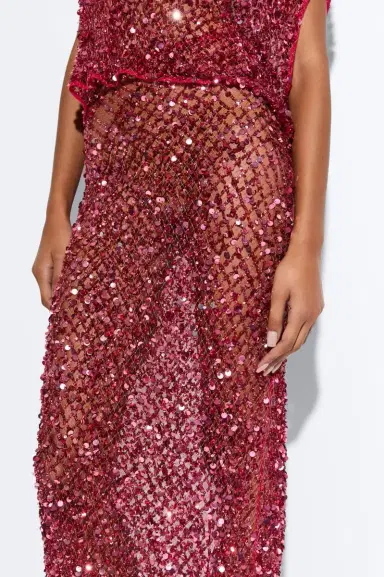LAPOINTE Net Mesh Sequin Flare Skirt | Thumbnail 3 LAPOINTE Net Mesh Sequin Flare Skirt | Thumbnail 3