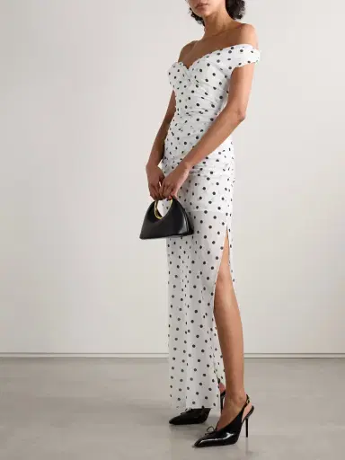 Jacquemus Rita Draped Gathered Polka-dot Crepe De Chine Maxi Dress | Thumbnail 2 Jacquemus Rita Draped Gathered Polka-dot Crepe De Chine Maxi Dress | Thumbnail 2