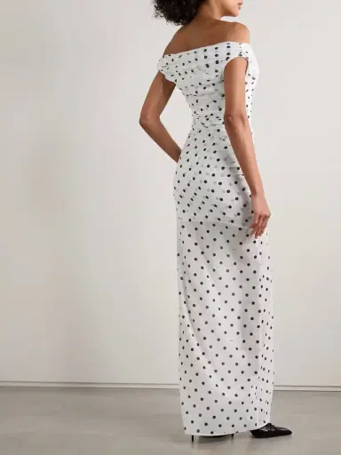 Jacquemus Rita Draped Gathered Polka-dot Crepe De Chine Maxi Dress | Thumbnail 3 Jacquemus Rita Draped Gathered Polka-dot Crepe De Chine Maxi Dress | Thumbnail 3