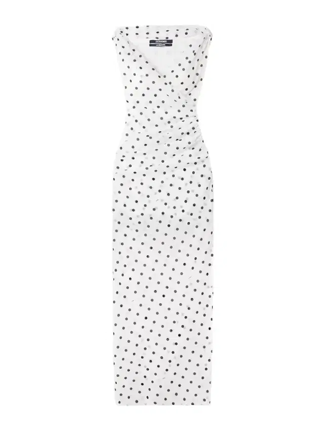 Rita Draped Gathered Polka-dot Crepe De Chine Maxi Dress