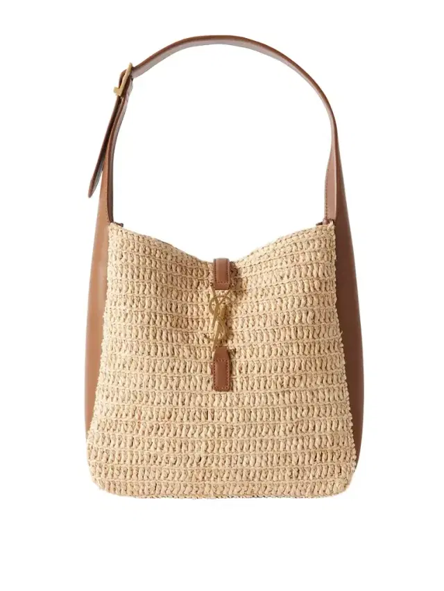 Le 5 À 7 Bea Small Leather-trimmed Raffia Shoulder Bag