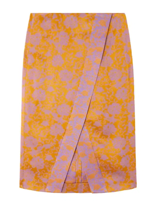 Wrap-effect Satin-jacquard Midi Skirt