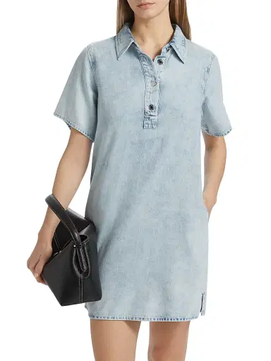 rag & bone Women's Ultra Featherweight Jocelyn Denim Mini Shirtdress - Aliah | Thumbnail 3