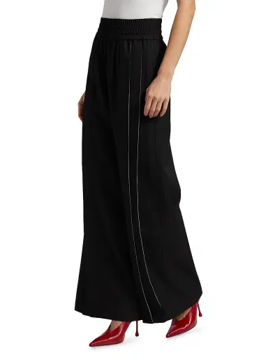 anOnlyChild Women's Just A Pinch Contrast-Stripe Darliston Wool Pants - Black White - Size Large | Thumbnail 4 anOnlyChild Women's Just A Pinch Contrast-Stripe Darliston Wool Pants - Black White - Size Large | Thumbnail 4